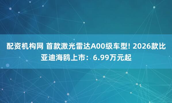 配资机构网 首款激光雷达A00级车型! 2026款比亚迪海鸥上市：6.99万元起